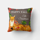 オレンジ素朴キツネカボチャ秋紅葉スロー クッション (裏面)