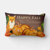 オレンジ素朴キツネカボチャ秋紅葉スロー ランバークッション (裏面)