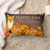 オレンジ素朴キツネカボチャ秋紅葉スロー ランバークッション (ブランケット)