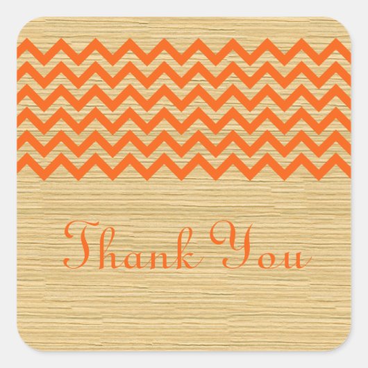 オレンジ素朴シボロンありがとうステッカー スクエアシール (正面)