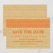 オレンジ素朴シボロン日付の保存招待状 招待状 (正面/裏面)