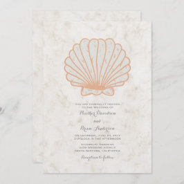 オレンジ素朴シーシェルウェディング招待 招待状
