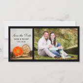 オレンジ素朴デイジーウッドランドウェディング日付を保存 セーブザデート (正面)