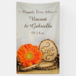 オレンジ素朴デイジーウッドラ結婚ンド 横断幕