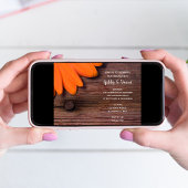 オレンジ素朴デイジーカントリーバーン婚約パーティ 招待状