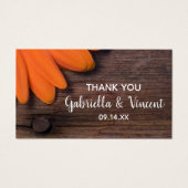 オレンジ素朴デイジーカントリーバーン結婚式の引き出物ラベル (正面)