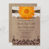 オレンジ素朴デイジーリハーサルディナー招待状 招待状 (正面/裏面)