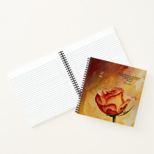 オレンジ素朴バラフラワーエマーソン引用文ジャーナル ノートブック (内部)