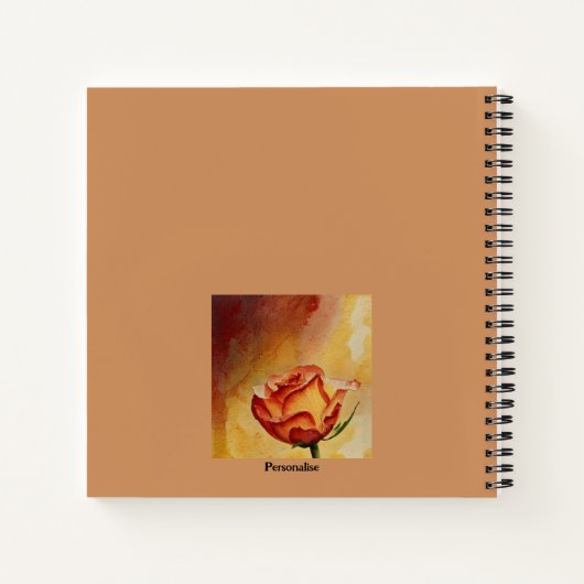 オレンジ素朴バラフラワーエマーソン引用文ジャーナル ノートブック (裏面)