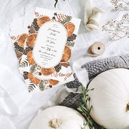 オレンジ素朴ホリデイサンクスギビング 招待状