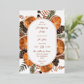 オレンジ素朴ホリデイサンクスギビング 箔招待状 (立ち正面)