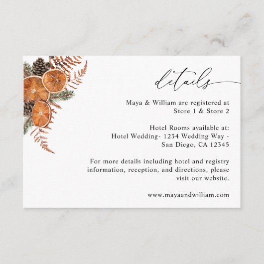 オレンジ素朴休日詳細 エンクロージャーカード (正面)