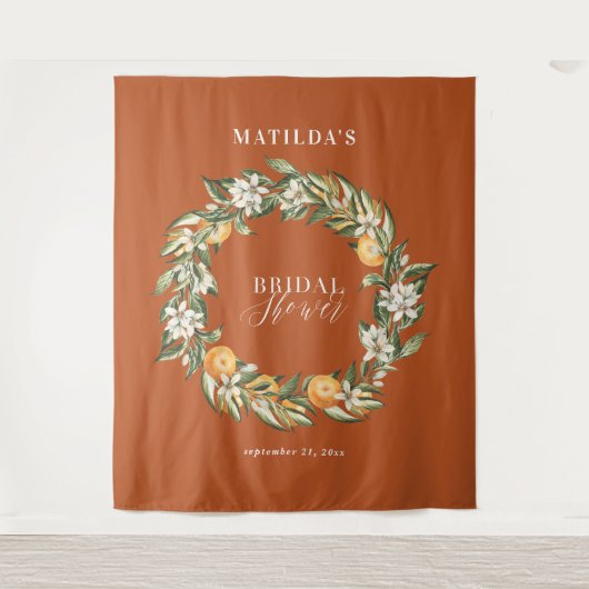 オレンジ素朴柑橘植物ブライダルシャワーパーティー タペストリー (正面)