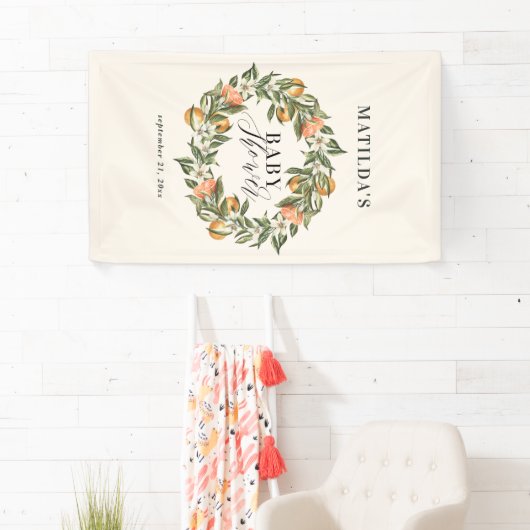 オレンジ素朴柑橘系植物性ベビーシャワーパーティー 横断幕 (インサイチュ)