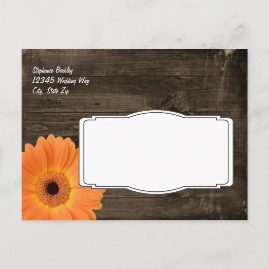 オレンジ素朴色のデイジーウッド日付はがきを保存 案内ポストカード (裏面)