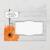 オレンジ素朴色のデイジーウッド日付はがきを保存 案内ポストカード (裏面)