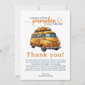 オレンジ素朴色のトラック小さなかぼちゃの赤ちゃんシャワー サンキューカード (正面)