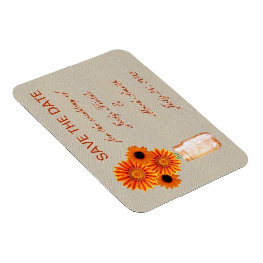 オレンジ素朴色のメイソンジャーは日付マグネットを保存 マグネット (右側)