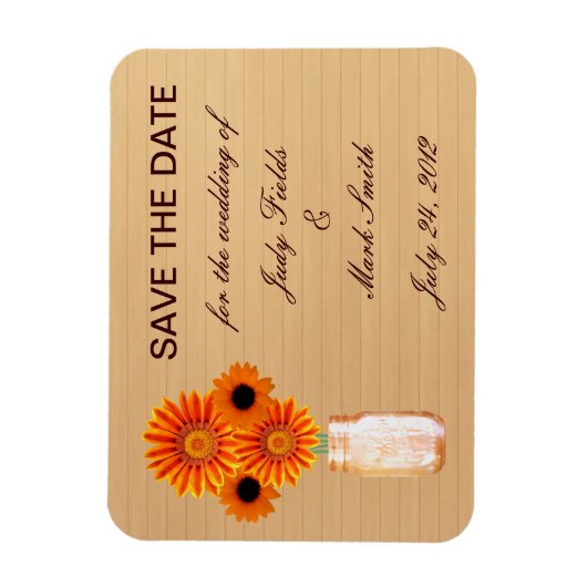 オレンジ素朴色のメイソンジャーは日付マグネットを保存 マグネット (縦)