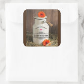 オレンジ素朴色の花のキッチン付きホワイトミルクジュグ スクエアシール (バッグ)