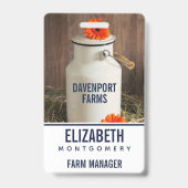 オレンジ素朴色の花付き白ミルクジュグ写真 バッジ (Back)