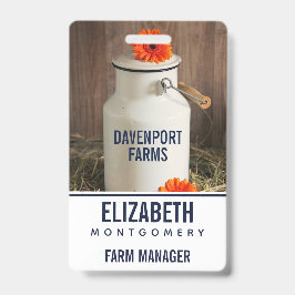 オレンジ素朴色の花付き白ミルクジュグ写真 バッジ