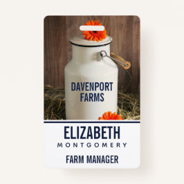 オレンジ素朴色の花付き白ミルクジュグ写真 バッジ