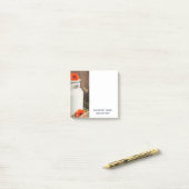 オレンジ素朴色の花付き白ミルクジュグ写真 ポストイット (デスク上)