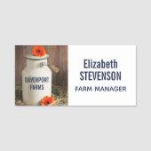 オレンジ素朴色の花付き白ミルクジュグ写真 名札 (正面)