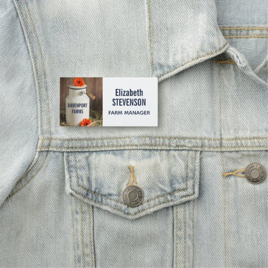 オレンジ素朴色の花付き白ミルクジュグ写真 名札 (インサイチュ)