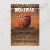 オレンジ素朴色バスケ赤ちゃんシャワー エンクロージャーカード (正面)