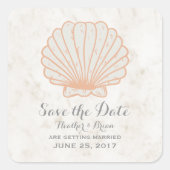 オレンジ素朴・シーシェル日付の保存 スクエアシール (正面)