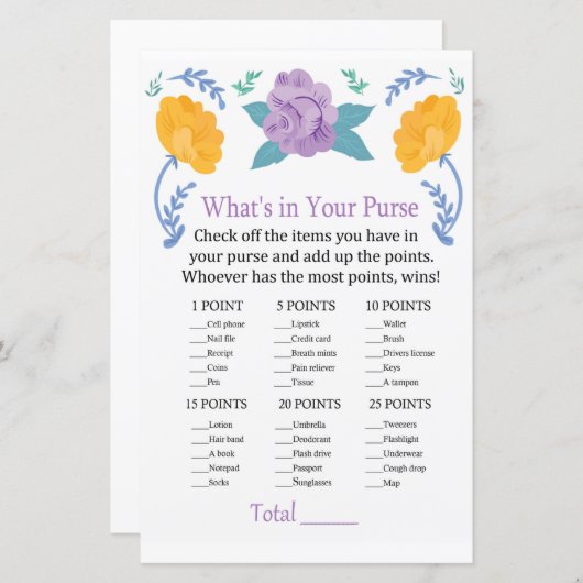 オレンジ紫の花あなたの財布のゲームの中に何がある (正面/裏面)