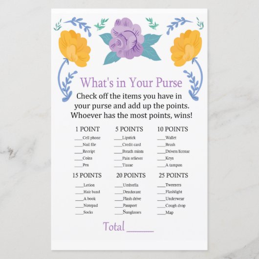 オレンジ紫の花あなたの財布のゲームの中に何がある (正面)