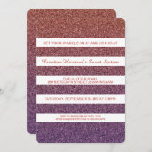 オレンジ紫色のフェイクなグリッターのグラデーションな菓子16のパーティー 招待状 (正面/裏面)