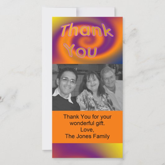 オレンジ紫色は感謝していしています サンキューカード (正面)