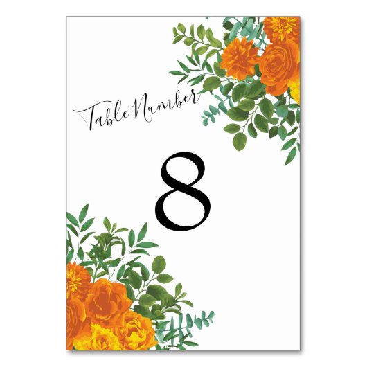 オレンジ結婚バラフローラモダン テーブルナンバー (裏面)