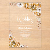 オレンジ結婚フローラの後パーティー アクリル招待状 (正面)