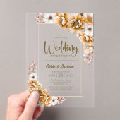 オレンジ結婚フローラの後パーティー アクリル招待状 (インサイチュ (ポータブル))