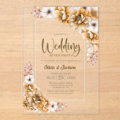 オレンジ結婚フローラの後パーティー アクリル招待状 (正面)