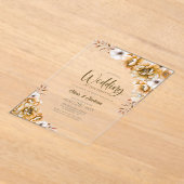 オレンジ結婚フローラの後パーティー アクリル招待状 (レイダウン)