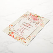 オレンジ結婚フローラ 箔招待状 (回転した状態)