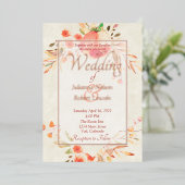 オレンジ結婚フローラ 箔招待状 (立ち正面)