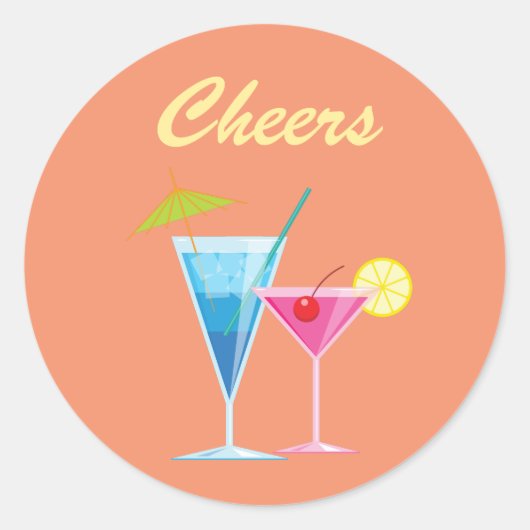 オレンジ結婚夏の応援 ラウンドシール (正面)