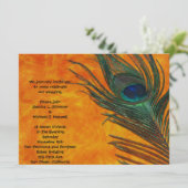 オレンジ結婚式の孔雀の羽 招待状 (スタンド正面)