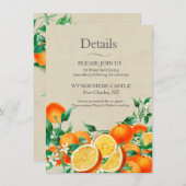 オレンジ結婚色のQRコード エンクロージャーカード (正面/裏面)