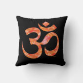 オレンジ絞り染めオムシンボルスピリチュアルブラックピロー クッション (裏面)