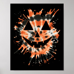 オレンジ絞り染めハロウィーンのカボチャのちょうちん顔 – ヒッパイハロー ポスター