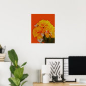 オレンジ絵を描に黄色の花 ポスター (ホームオフィス)