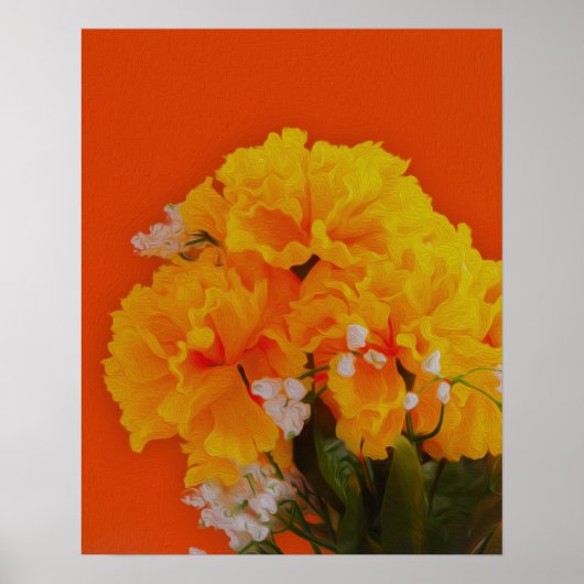 オレンジ絵を描に黄色の花 ポスター (正面)